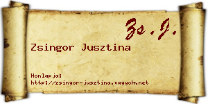 Zsingor Jusztina névjegykártya